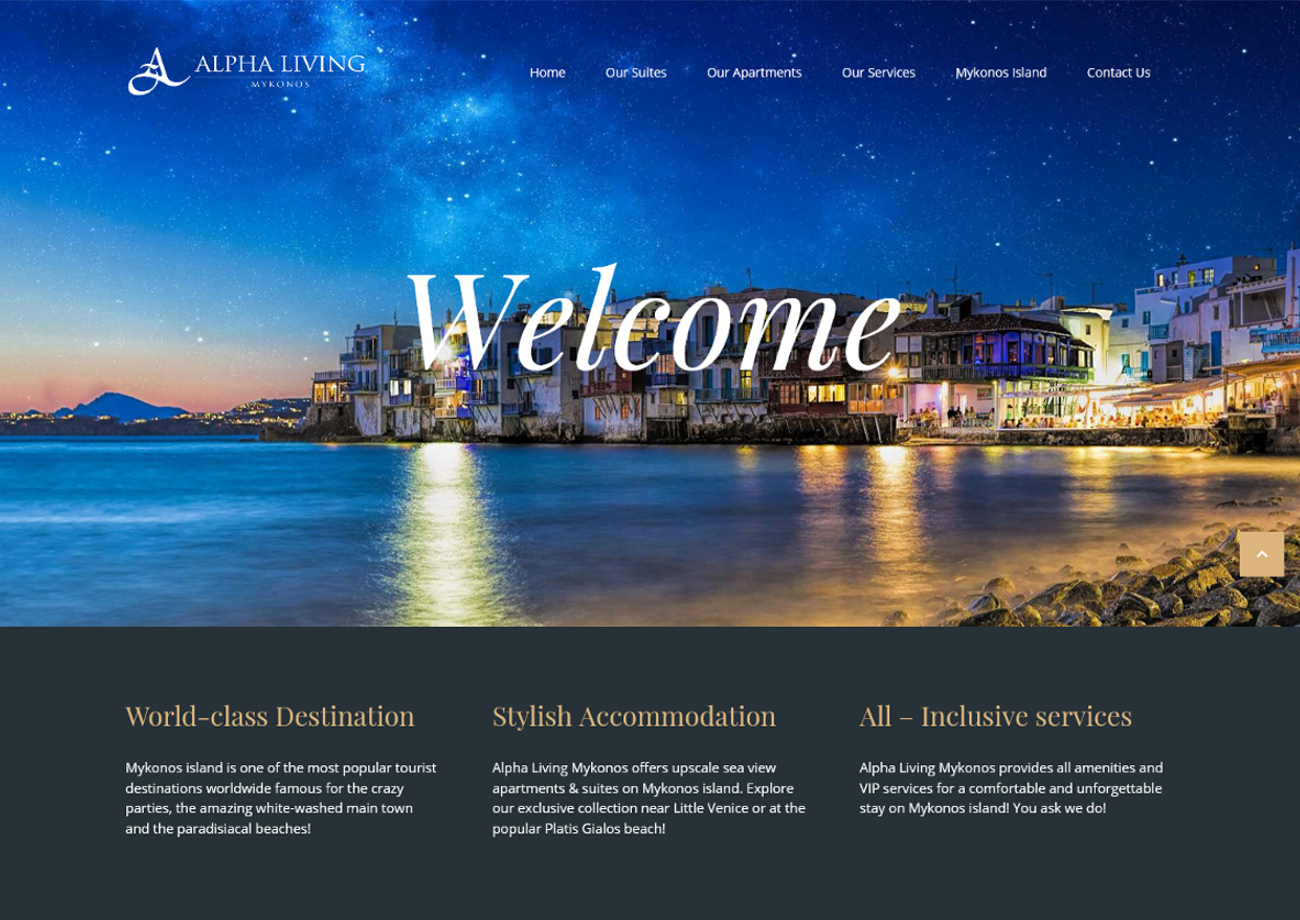 Alpha Living Mykonos - Website Development