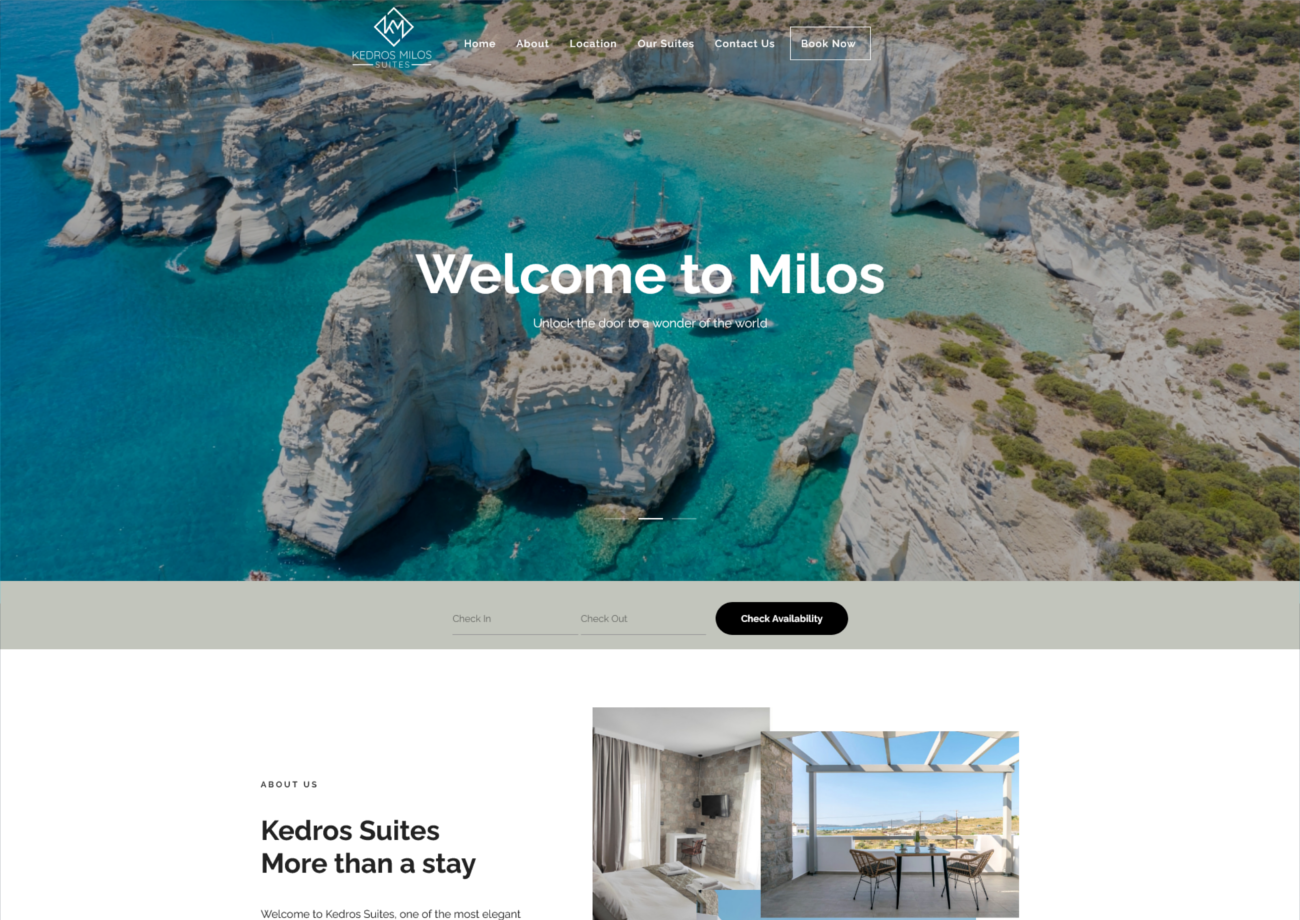 Kedros Suites στην Μήλο Κατασκευή Ιστοσελίδας & Φιλοξενία WordPress